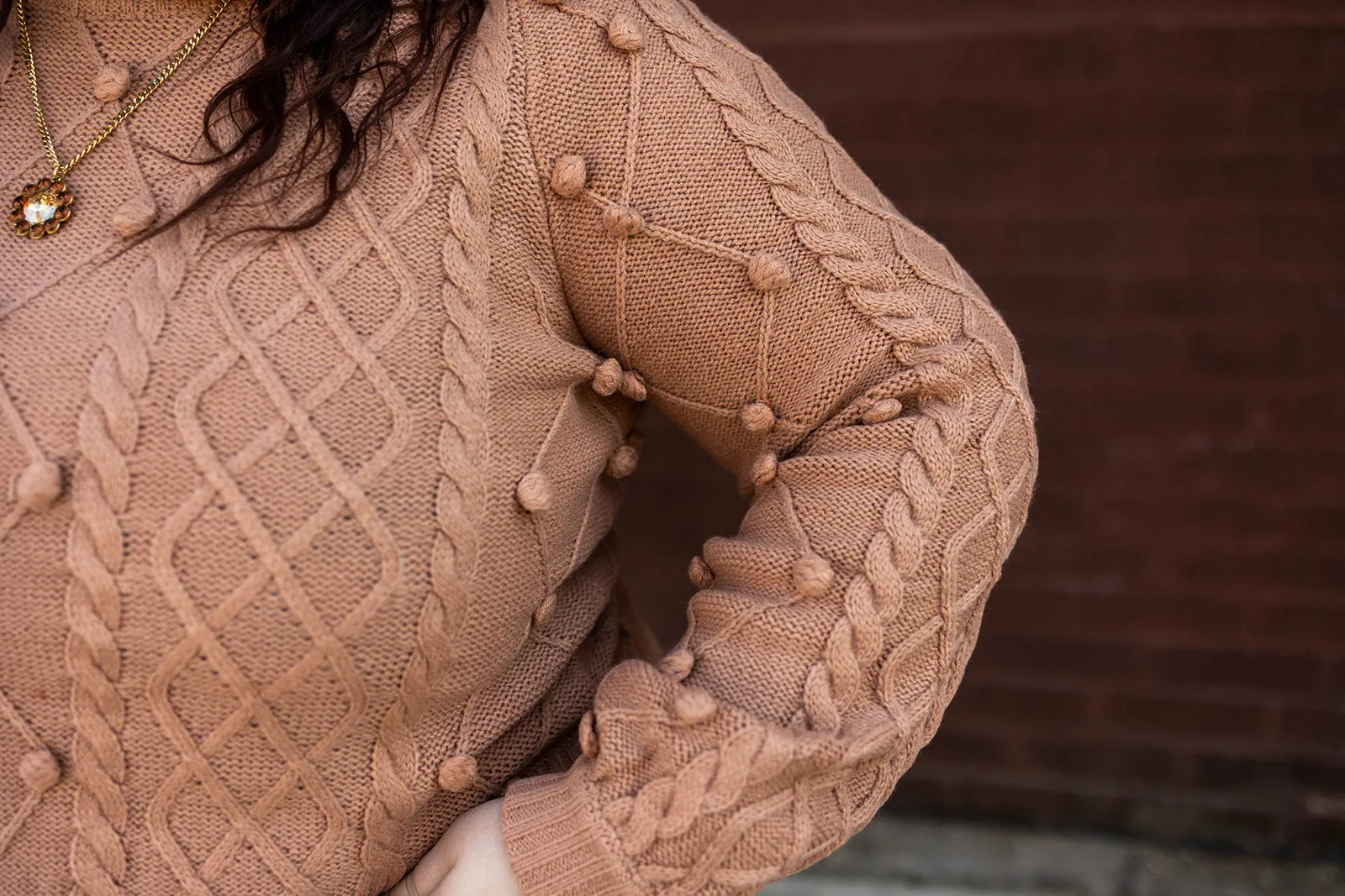 lark knit pullover in almond