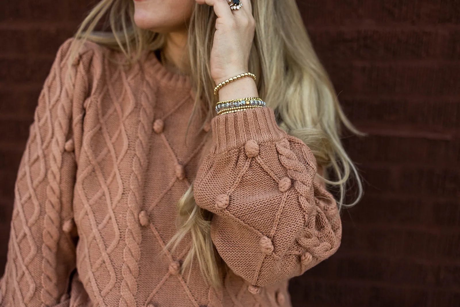 lark knit pullover in almond