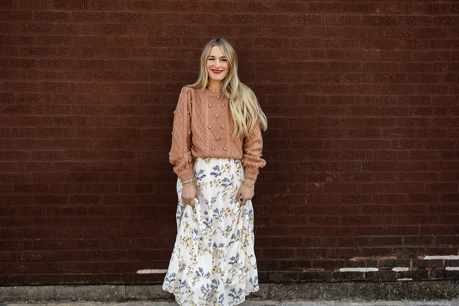 lark knit pullover in almond