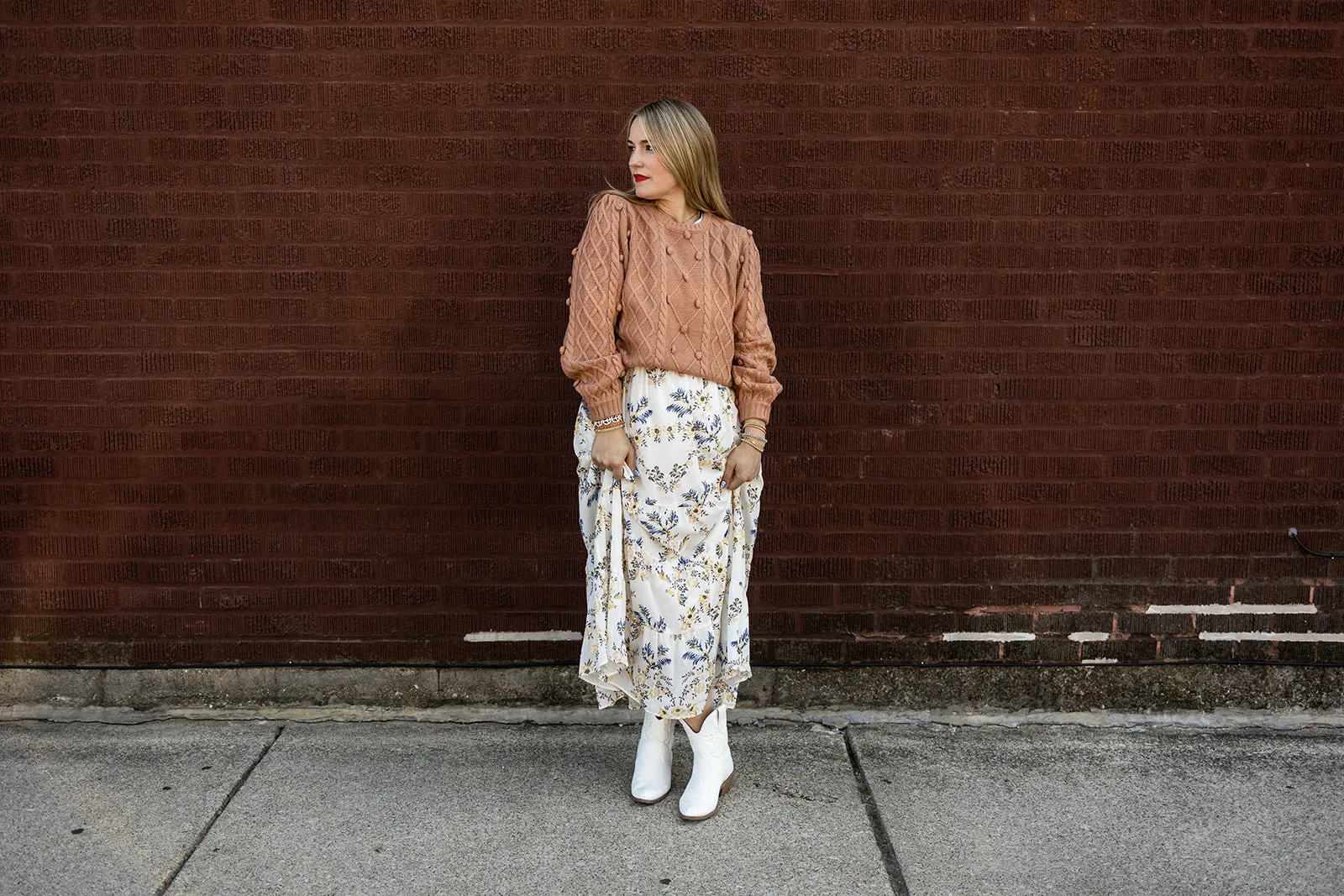 lark knit pullover in almond