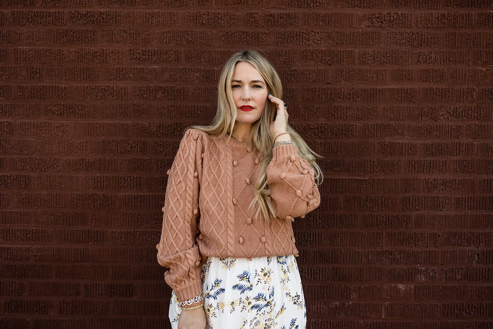 lark knit pullover in almond
