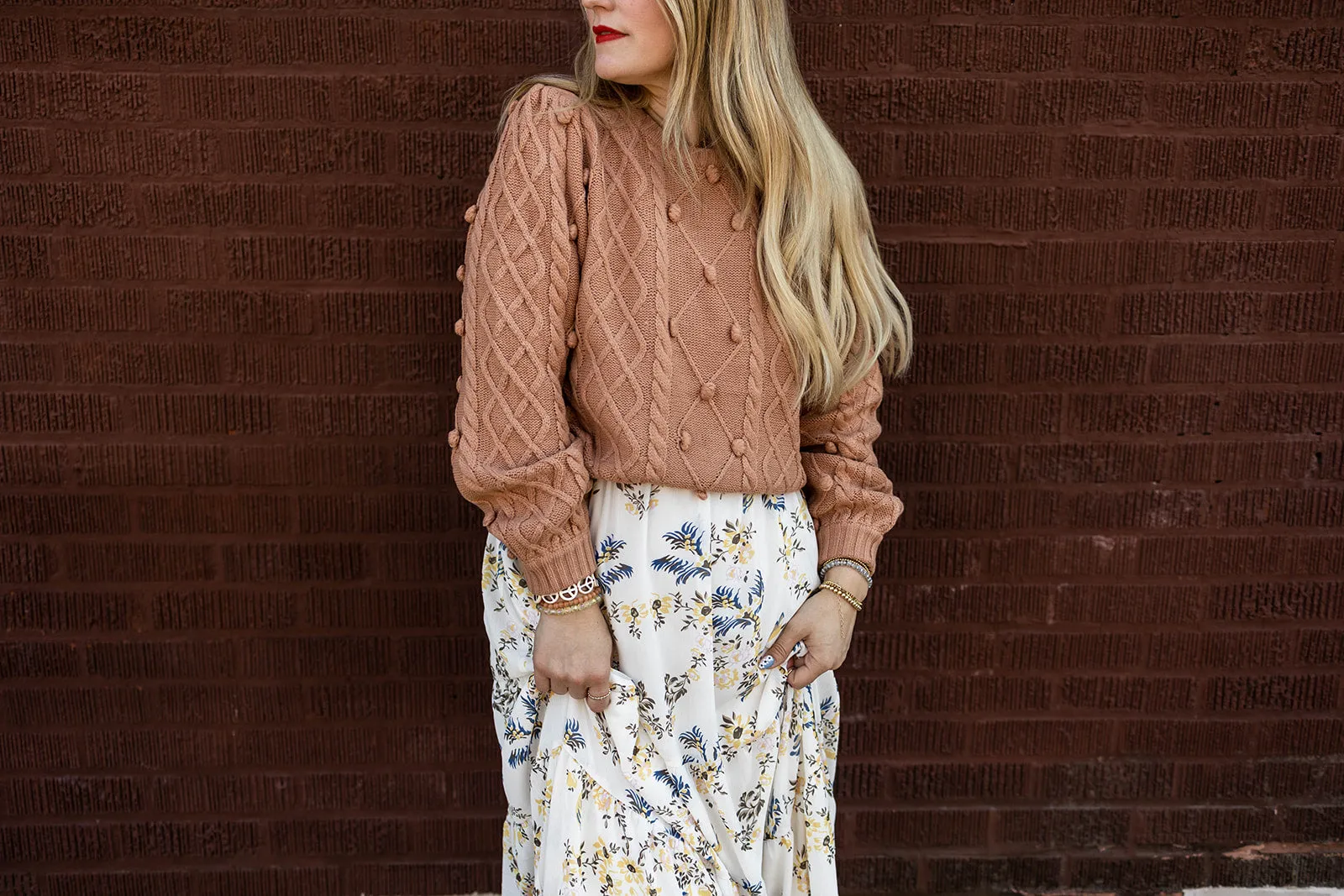 lark knit pullover in almond