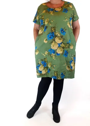 Lazybones green floral print dress size XXL