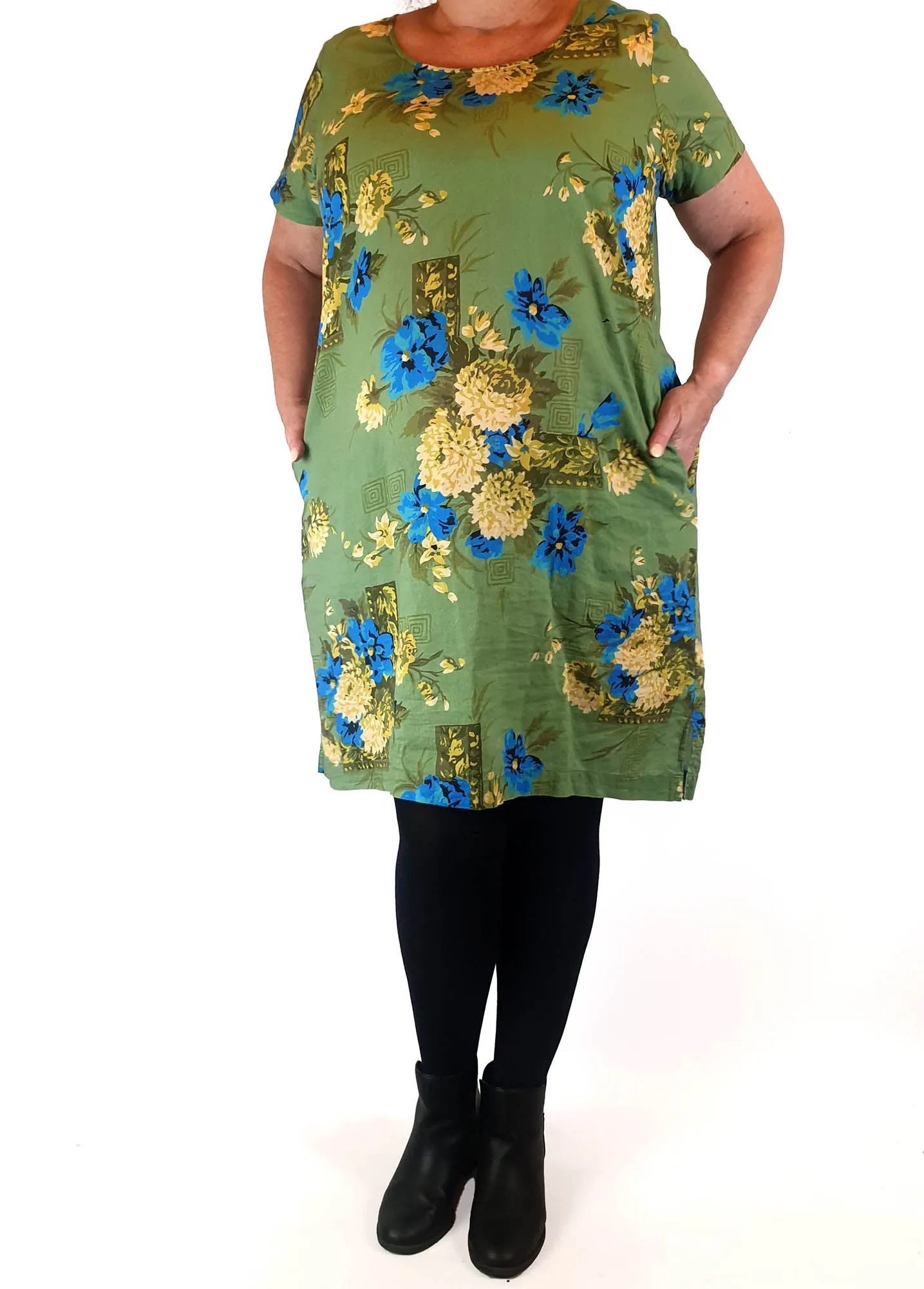Lazybones green floral print dress size XXL