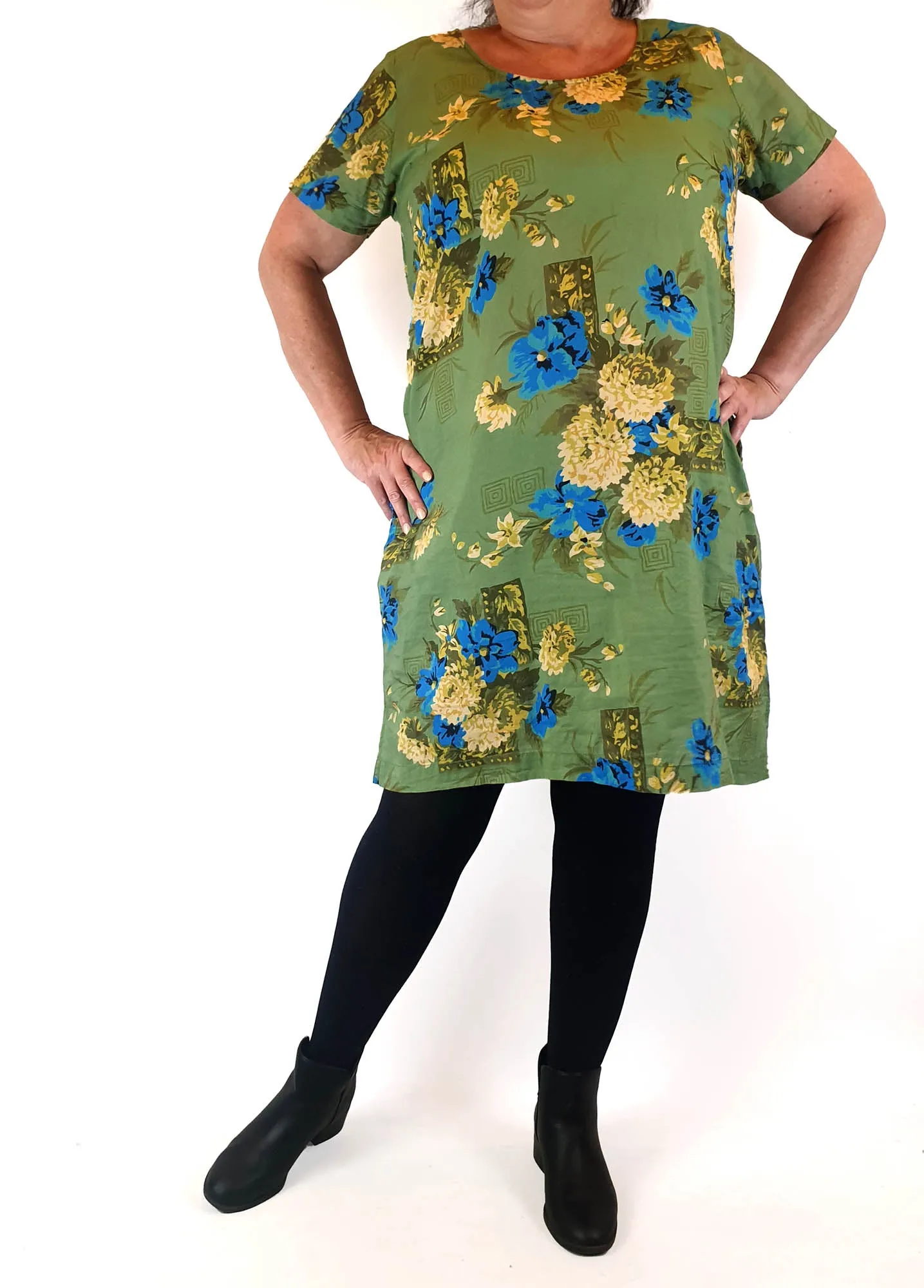 Lazybones green floral print dress size XXL