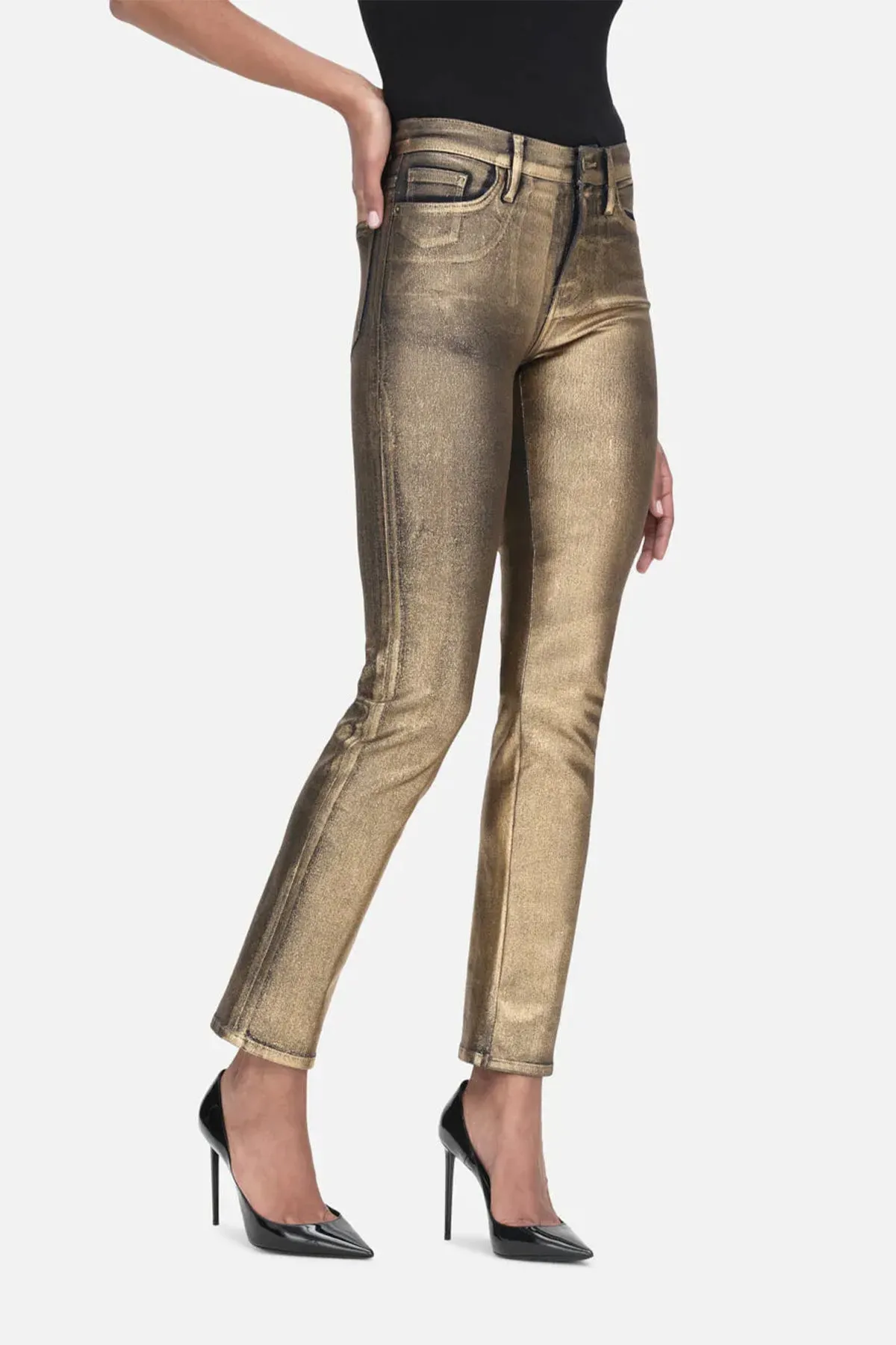 Le High Straight Coated in Gold Chrome