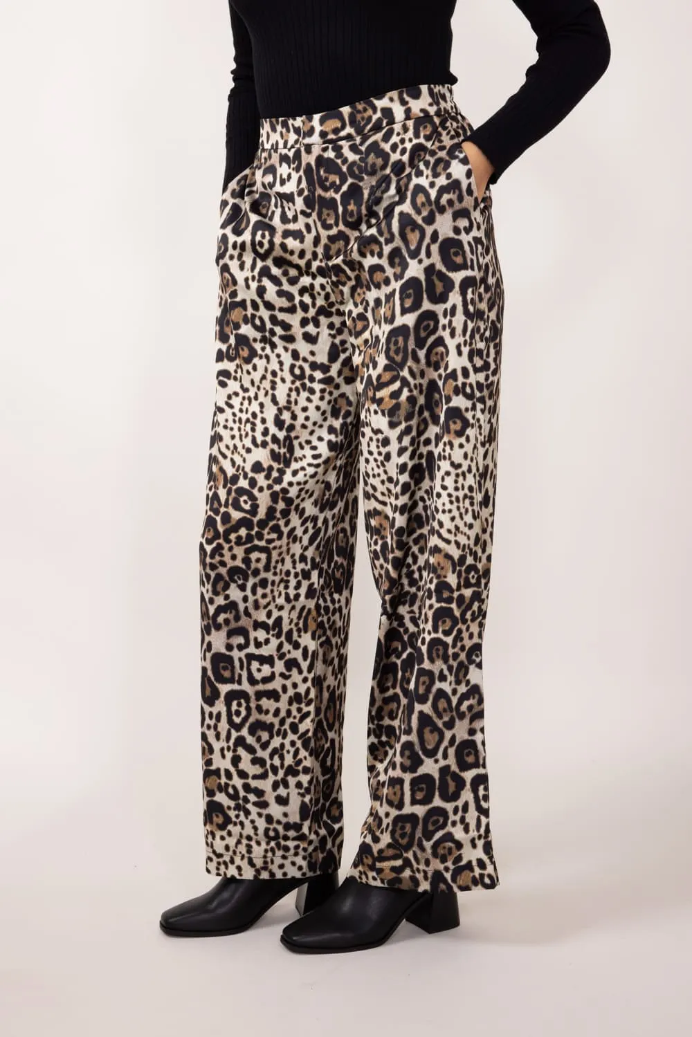 Leopard Print Satin Pants for Women in Animal Print | MAP3014-ANIMALPRINT