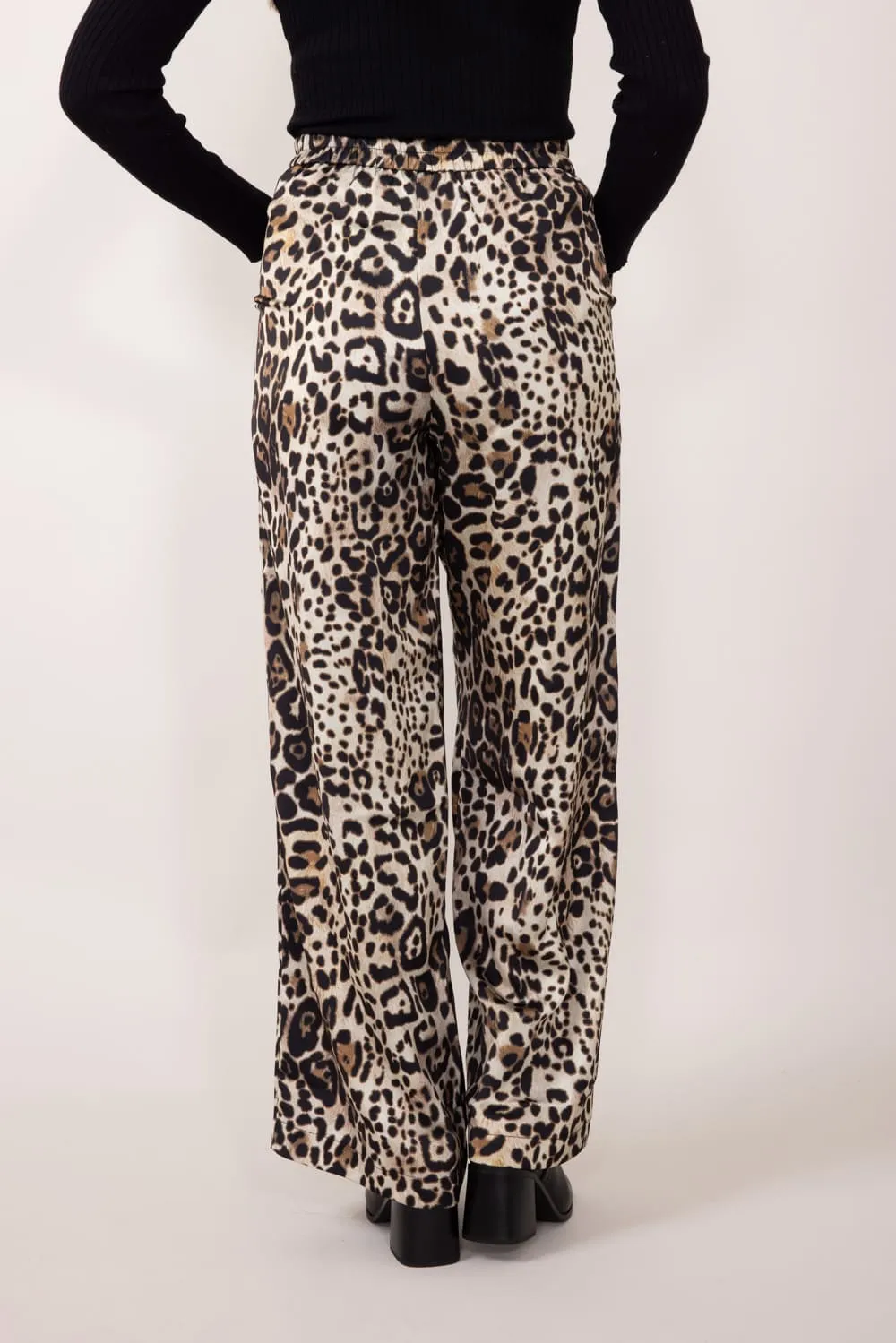 Leopard Print Satin Pants for Women in Animal Print | MAP3014-ANIMALPRINT