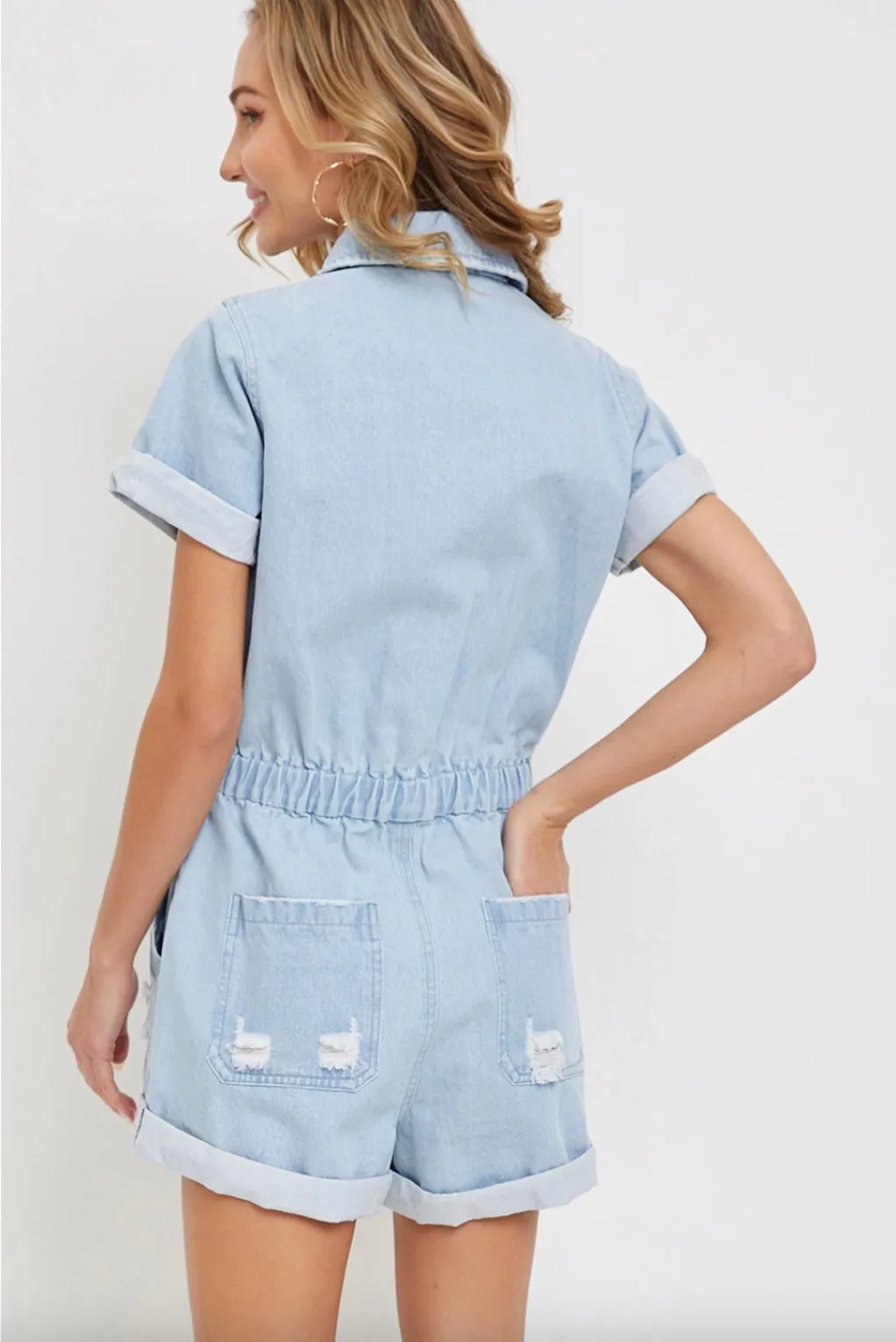 Light Denim Collar Romper