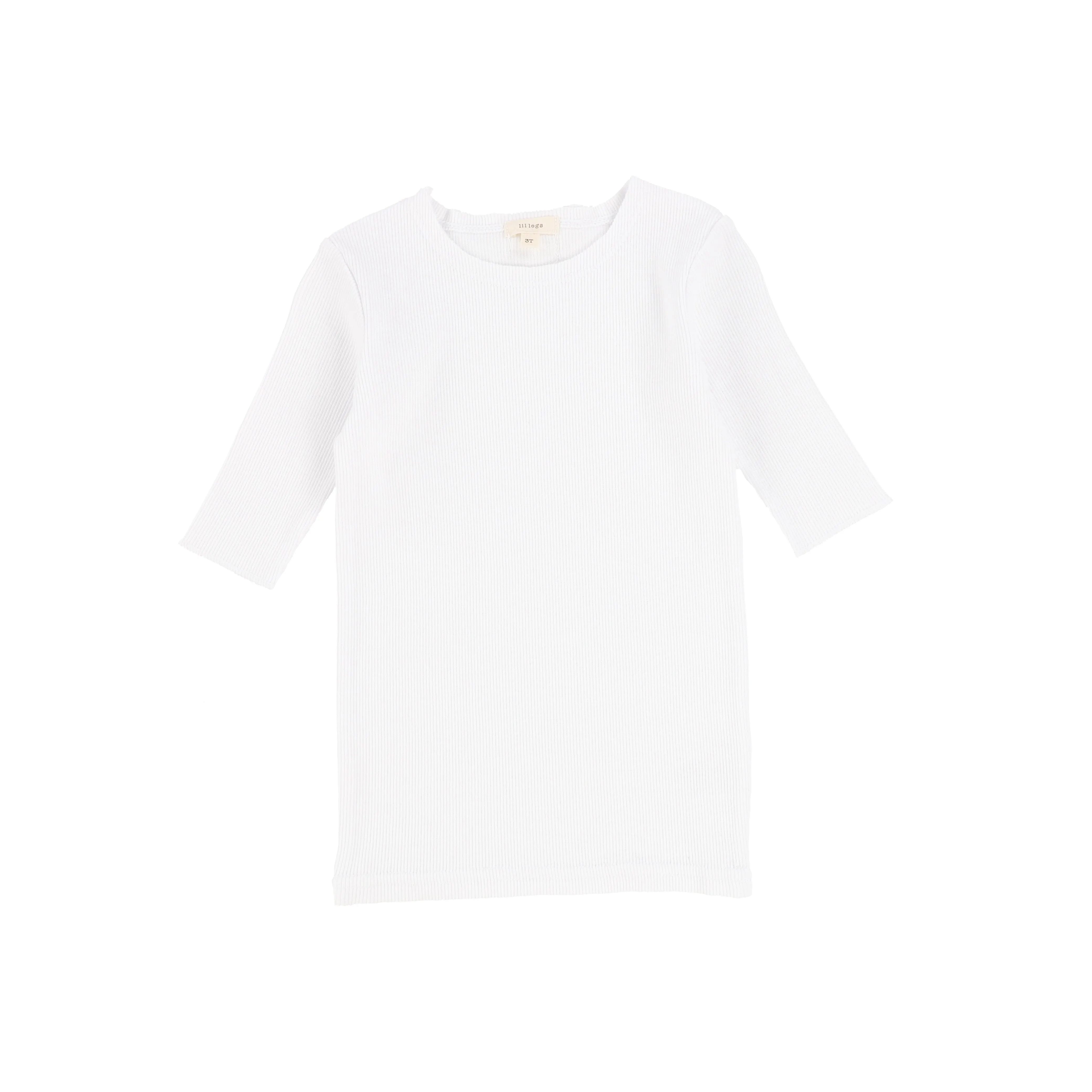 Lil Legs Ribbed Three Quarter Sleeve T-shirt - Winter White