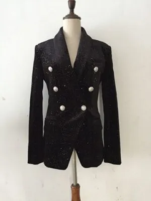 luxury starry sky shiny black small suit jacket female