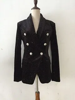 luxury starry sky shiny black small suit jacket female