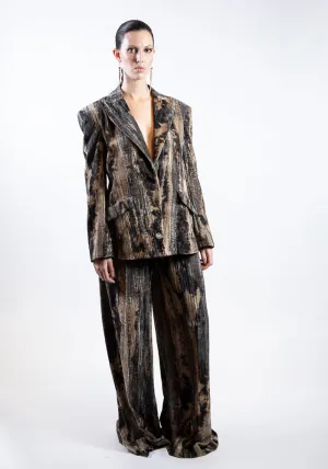 Marbled Velvet Wide Leg Trouser
