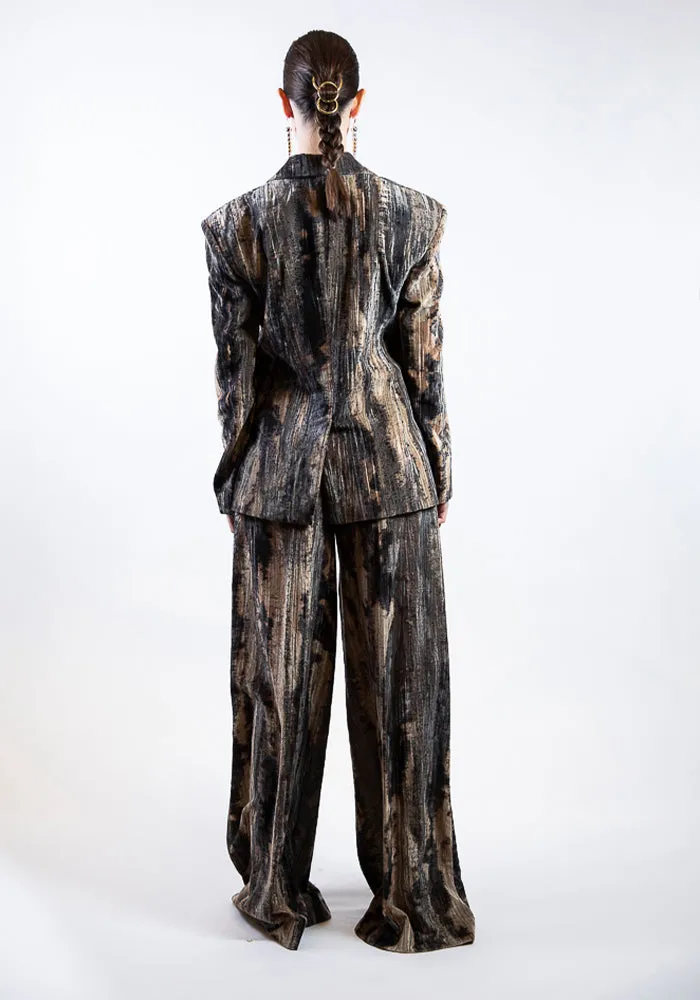 Marbled Velvet Wide Leg Trouser