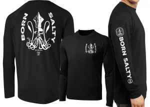 Men's Born Salty Skull Kraken Long Sleeve Cotton Garment-Dyed T-Shirt
