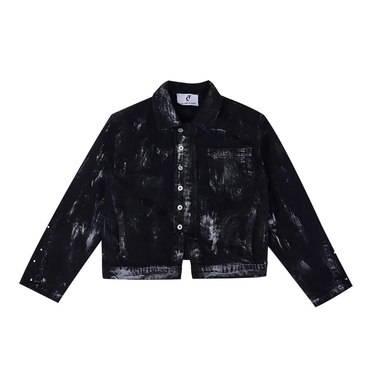 Metal Rivet Denim Jacket Distressed Pants Set
