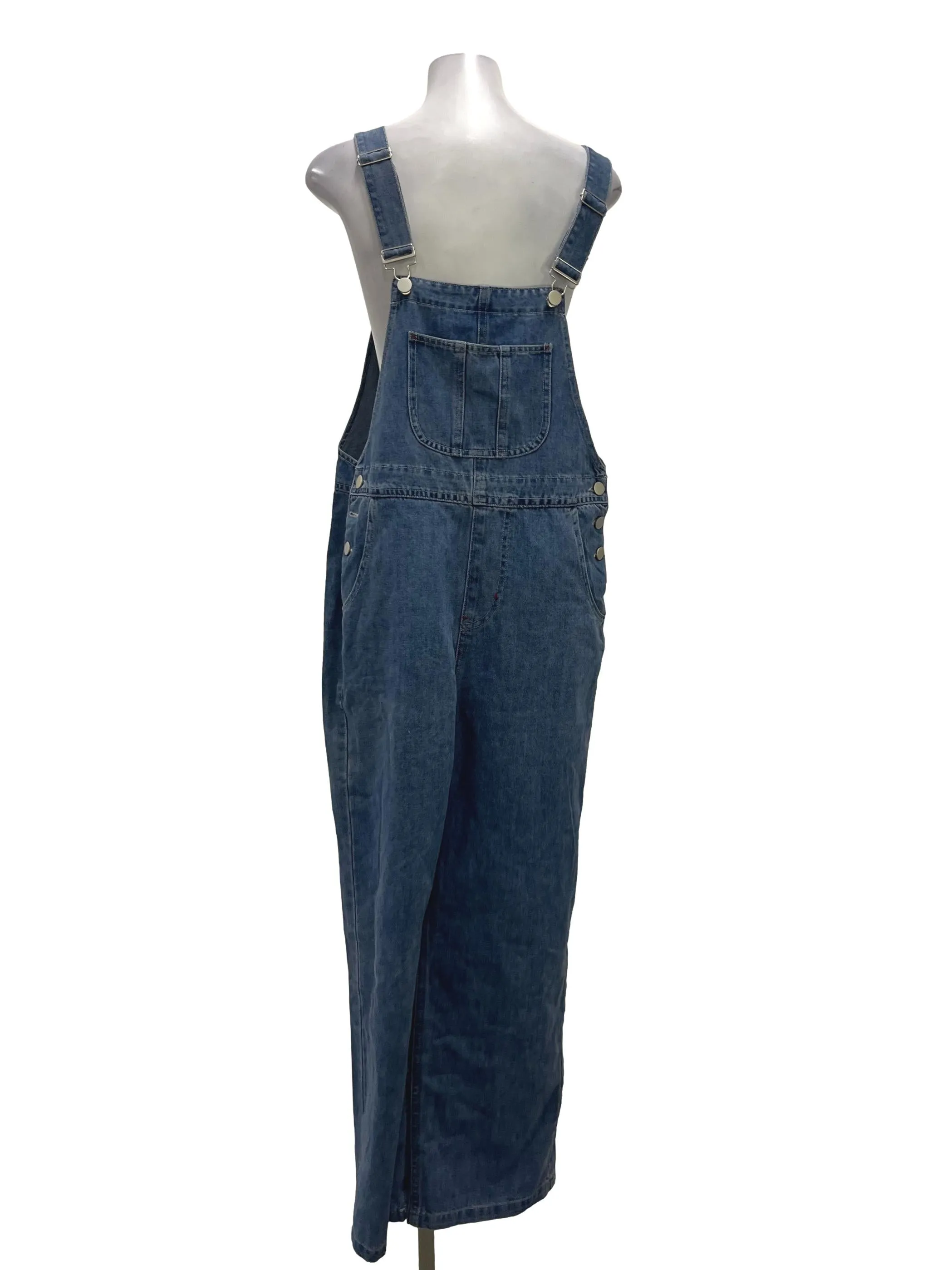 Mid-Washed Denim Overalls