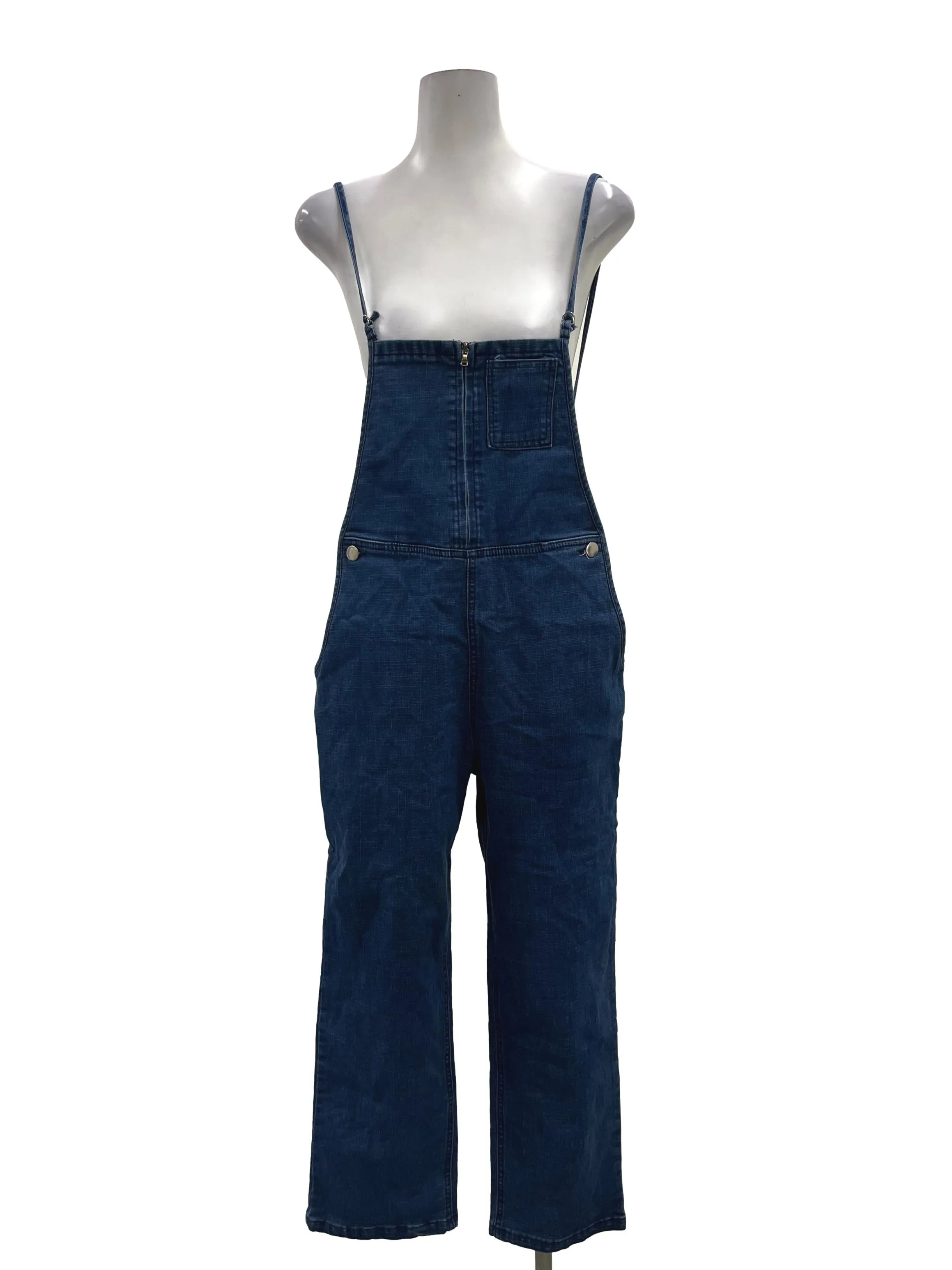 Mid-Washed Denim Overalls