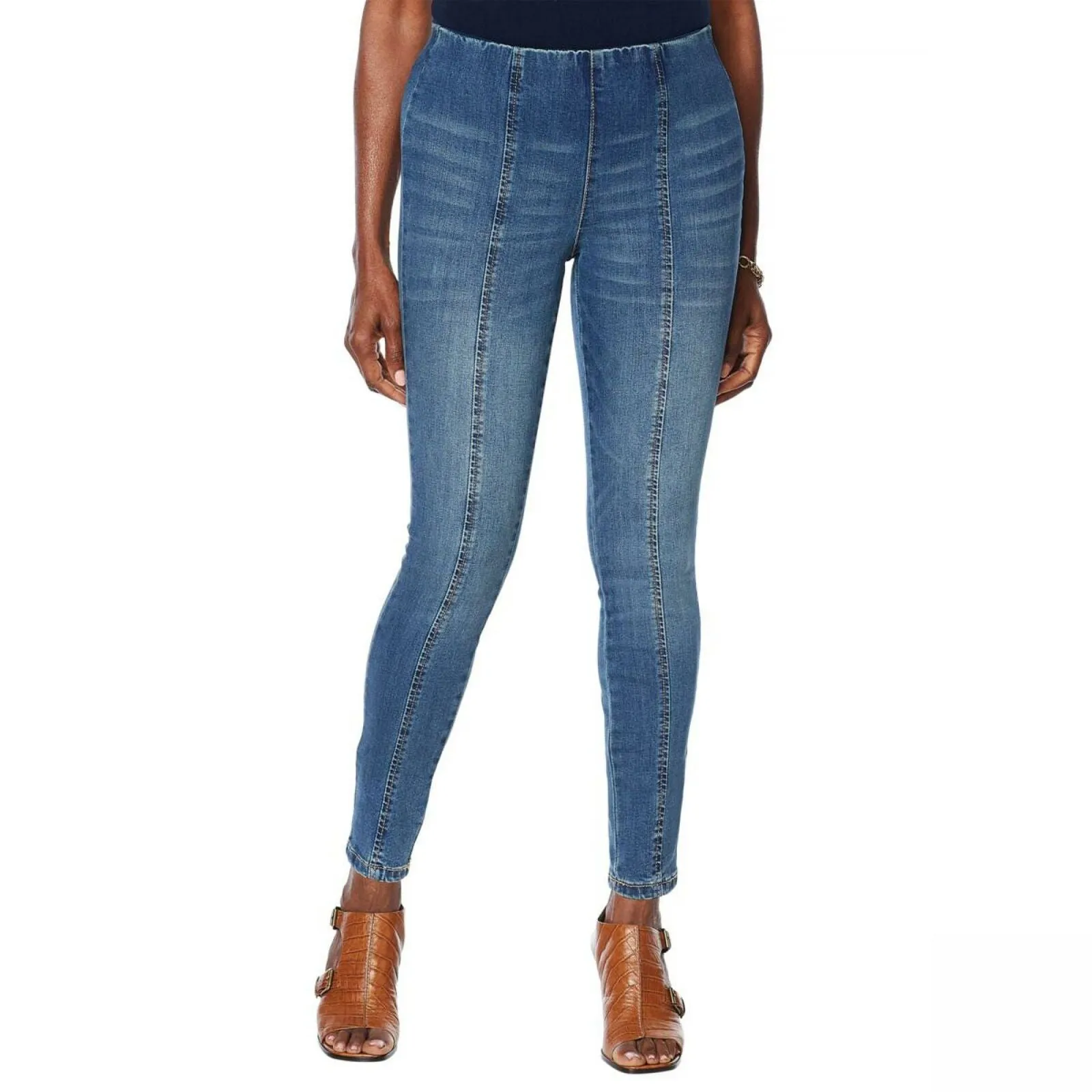 MOTTO Women's Contour Seamed Stretch Denim Ankle Jeans