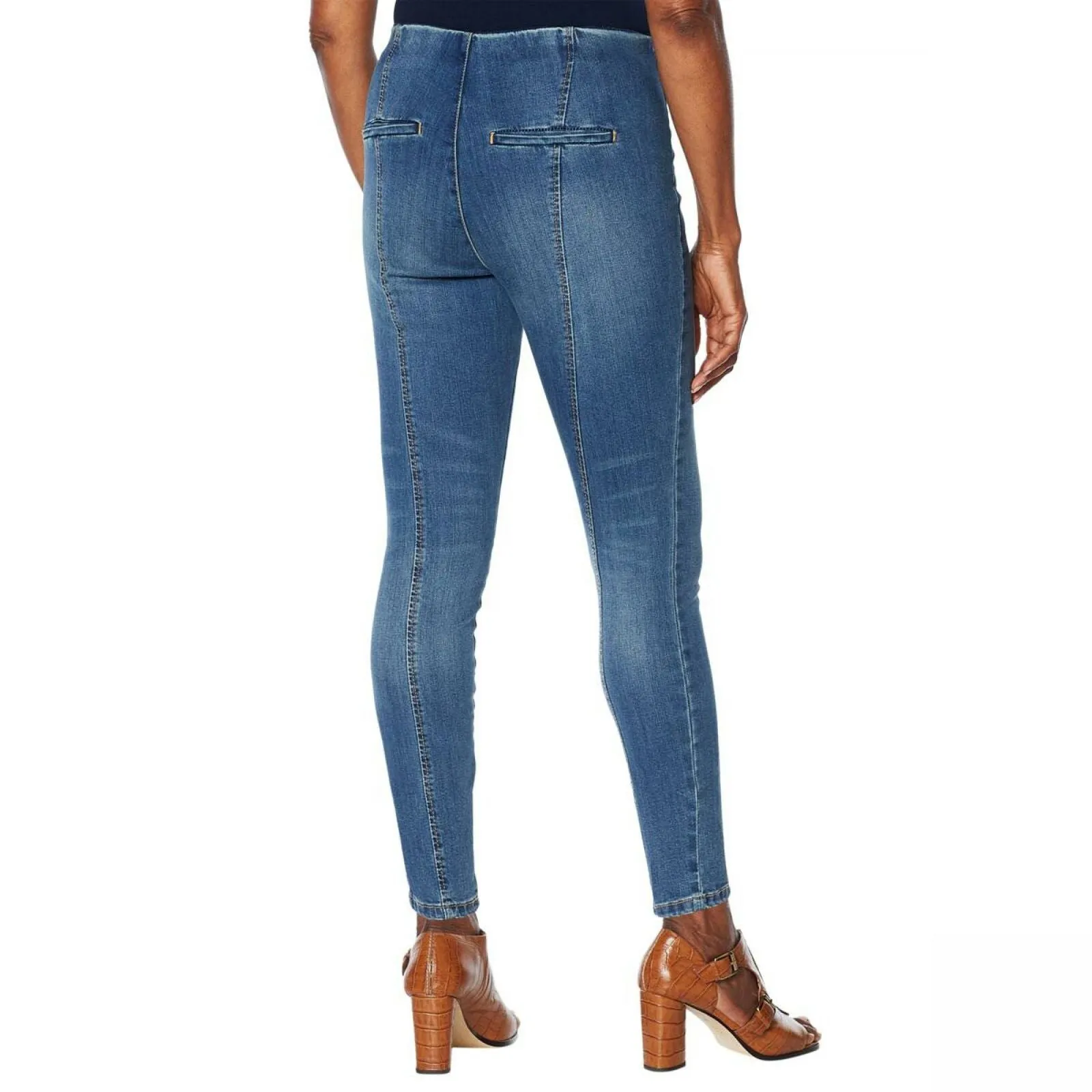 MOTTO Women's Contour Seamed Stretch Denim Ankle Jeans