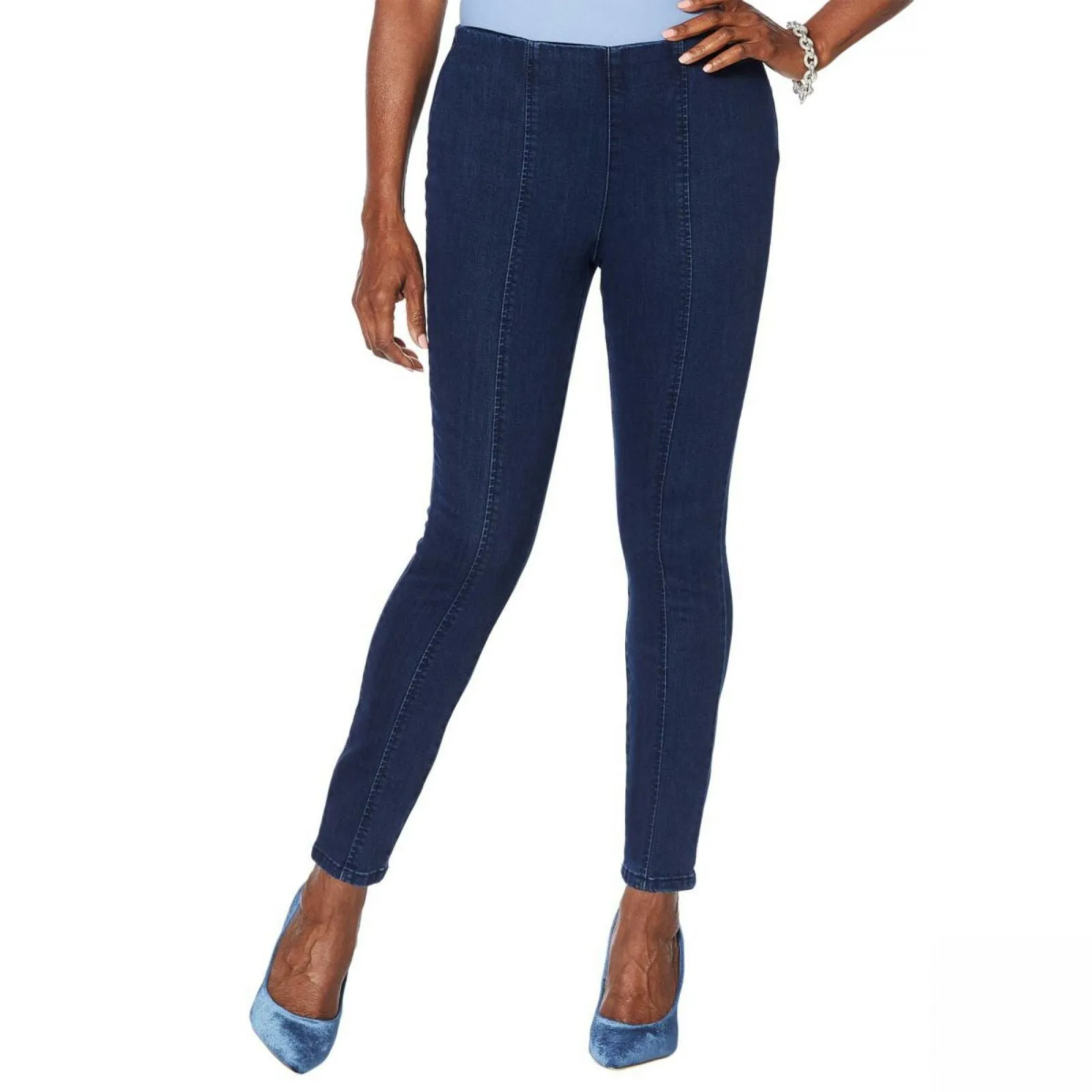 MOTTO Women's Contour Seamed Stretch Denim Ankle Jeans