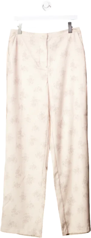 NA-KD Beige Printed Suit Pants In Dusty Flower UK 12