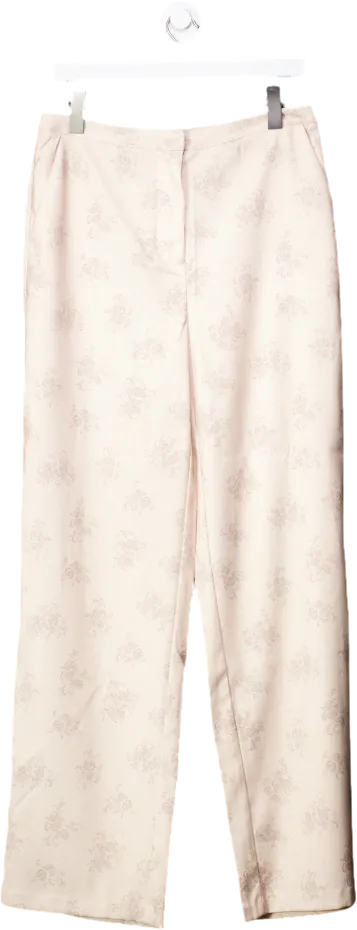 NA-KD Beige Printed Suit Pants In Dusty Flower UK 12