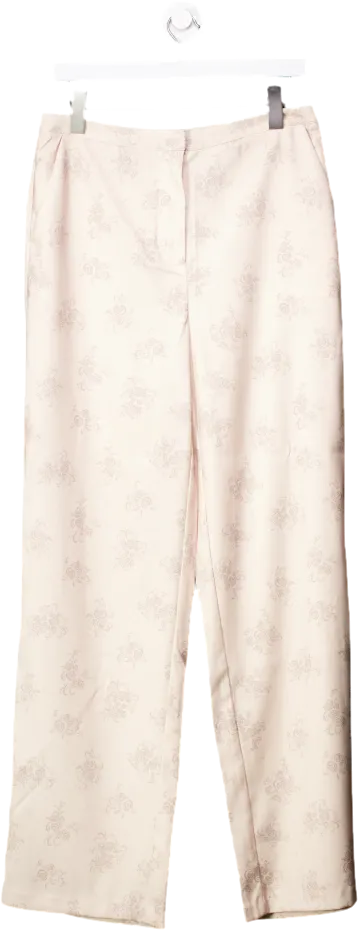 NA-KD Beige Printed Suit Pants In Dusty Flower UK 12