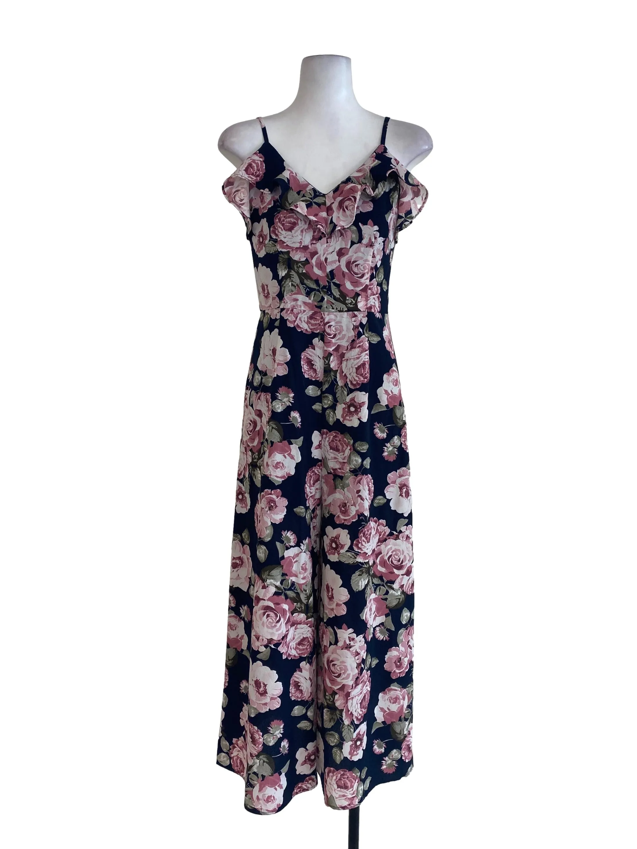 Navy Blue Floral Jumpsuits