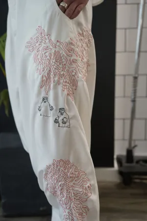 Neel White Dropped Crotch Pants