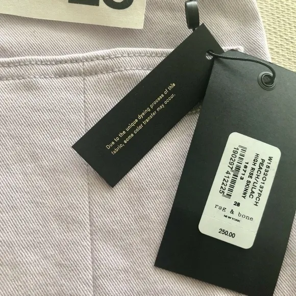 NEW Rag &amp; Bone High Waist Double-sided Skinny Jeans (Peach/Lilac) Size‎ 28 $250