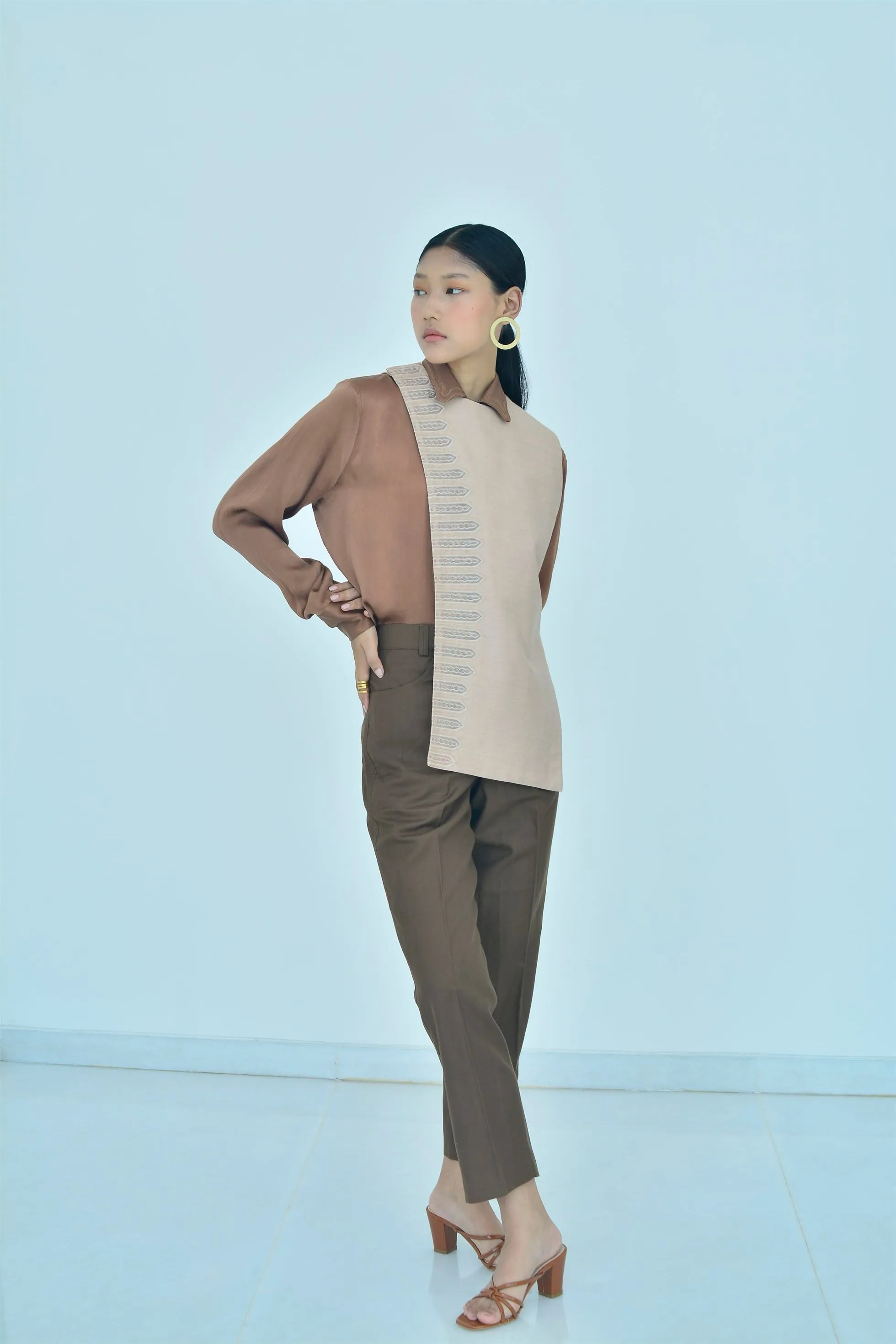 New Season Summer to Fall 2024-Pants Wide Leg Poly Cotton Brown-TB/C/002-Suzanne-Fashion Edit Hemji