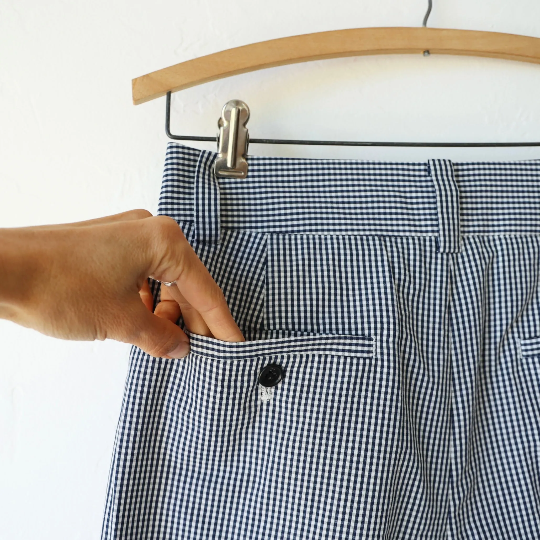 Nicholson & Nicholson Tiny Gingham Trousers - Navy/White