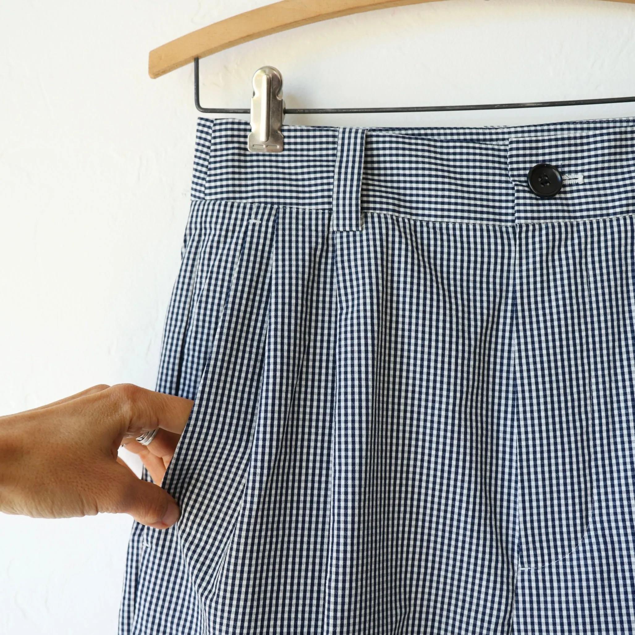 Nicholson & Nicholson Tiny Gingham Trousers - Navy/White