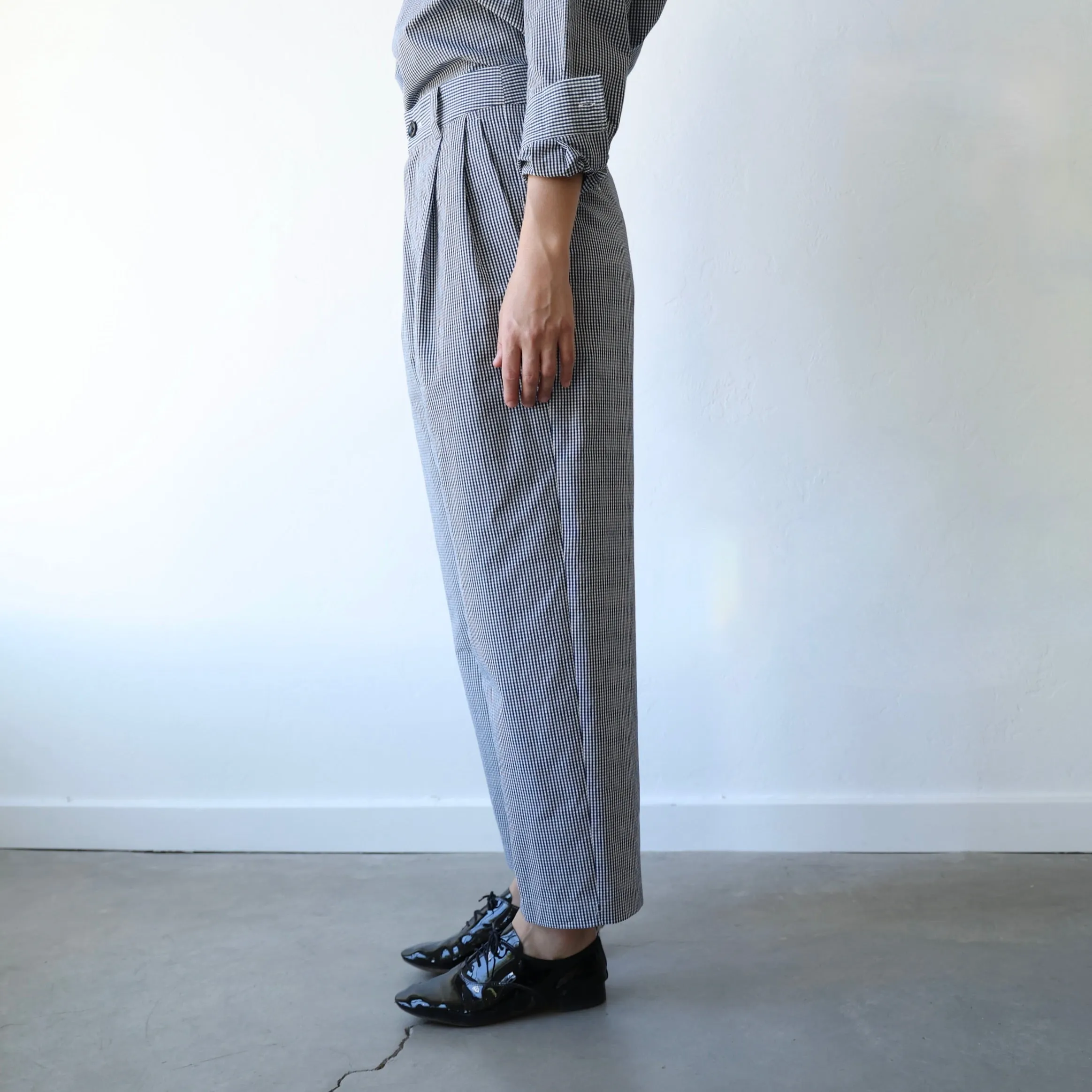 Nicholson & Nicholson Tiny Gingham Trousers - Navy/White