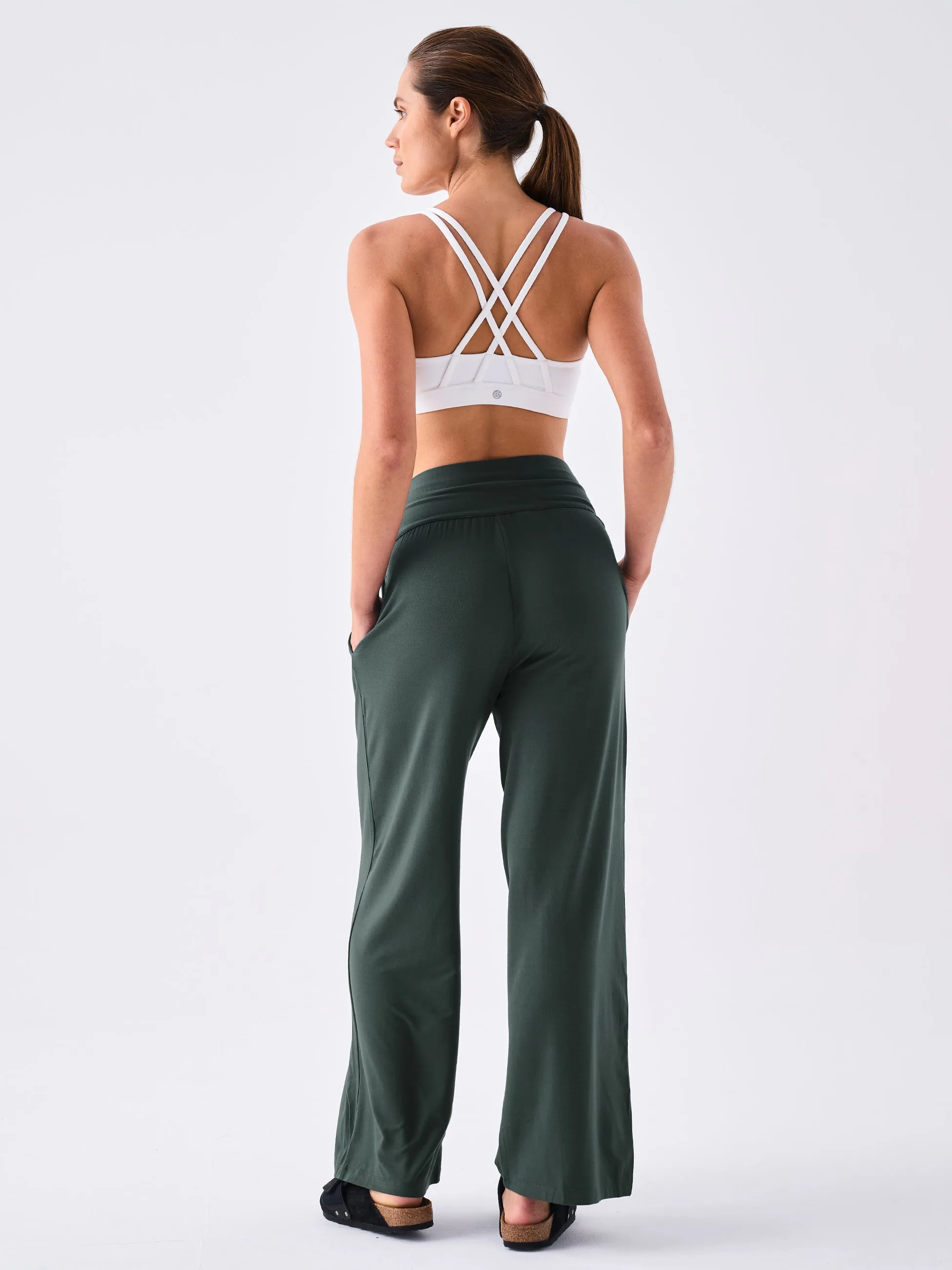 Nomad Modal Wide Leg Pant - Forest Green
