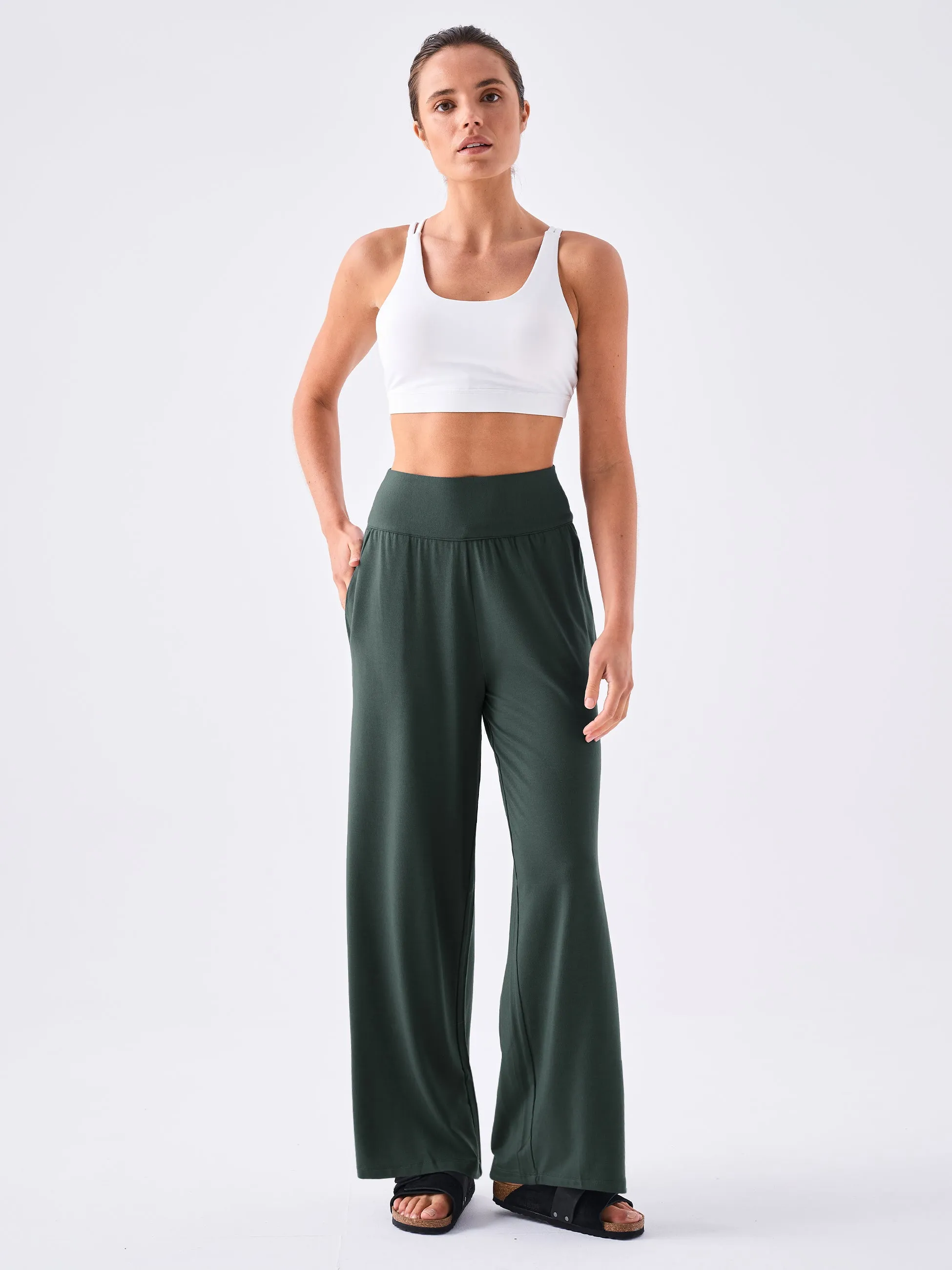 Nomad Modal Wide Leg Pant - Forest Green