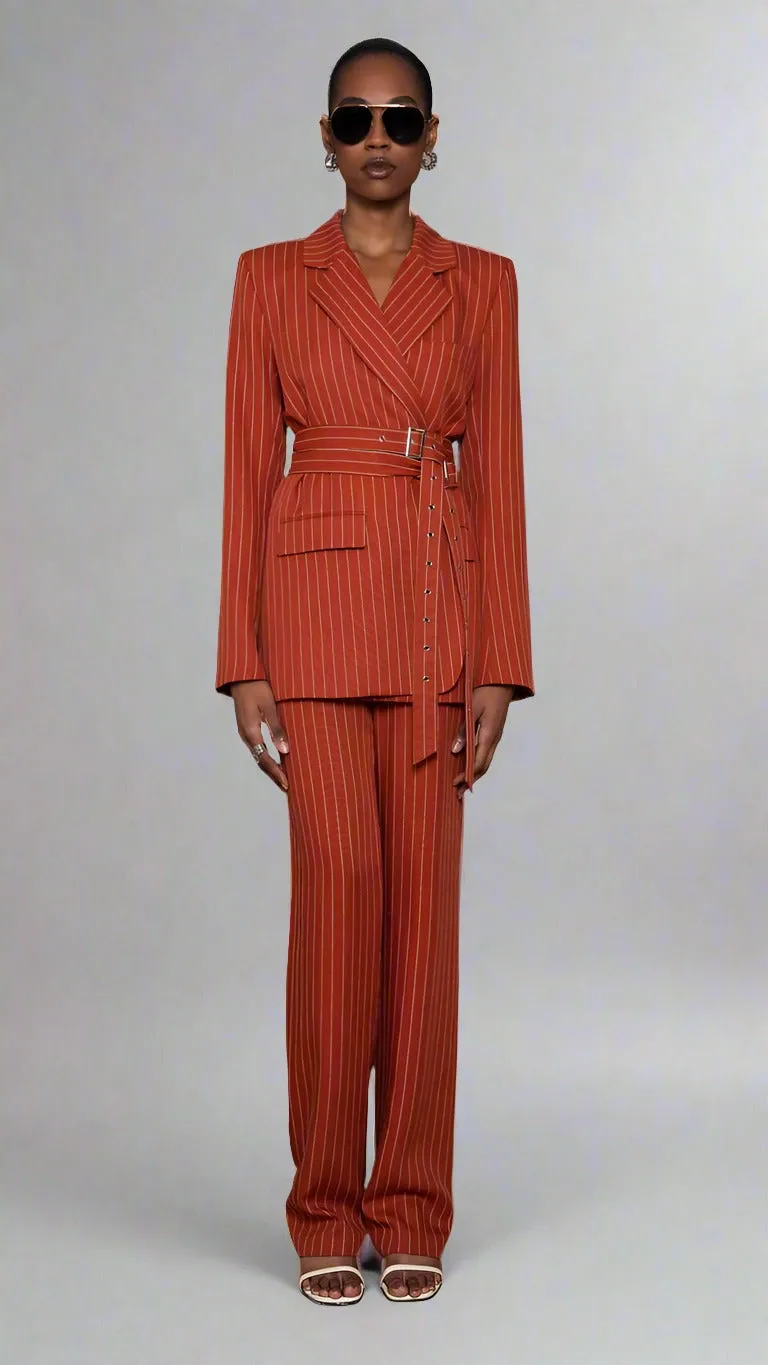 Nonchalant Axel Blazer in Rust/White Stripe