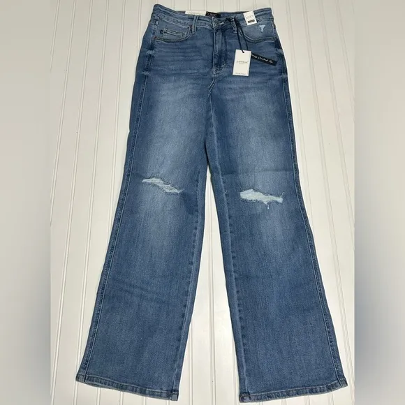 NWT Judy Blue High Rise Tummy Control Distressed Straight Jeans size 9