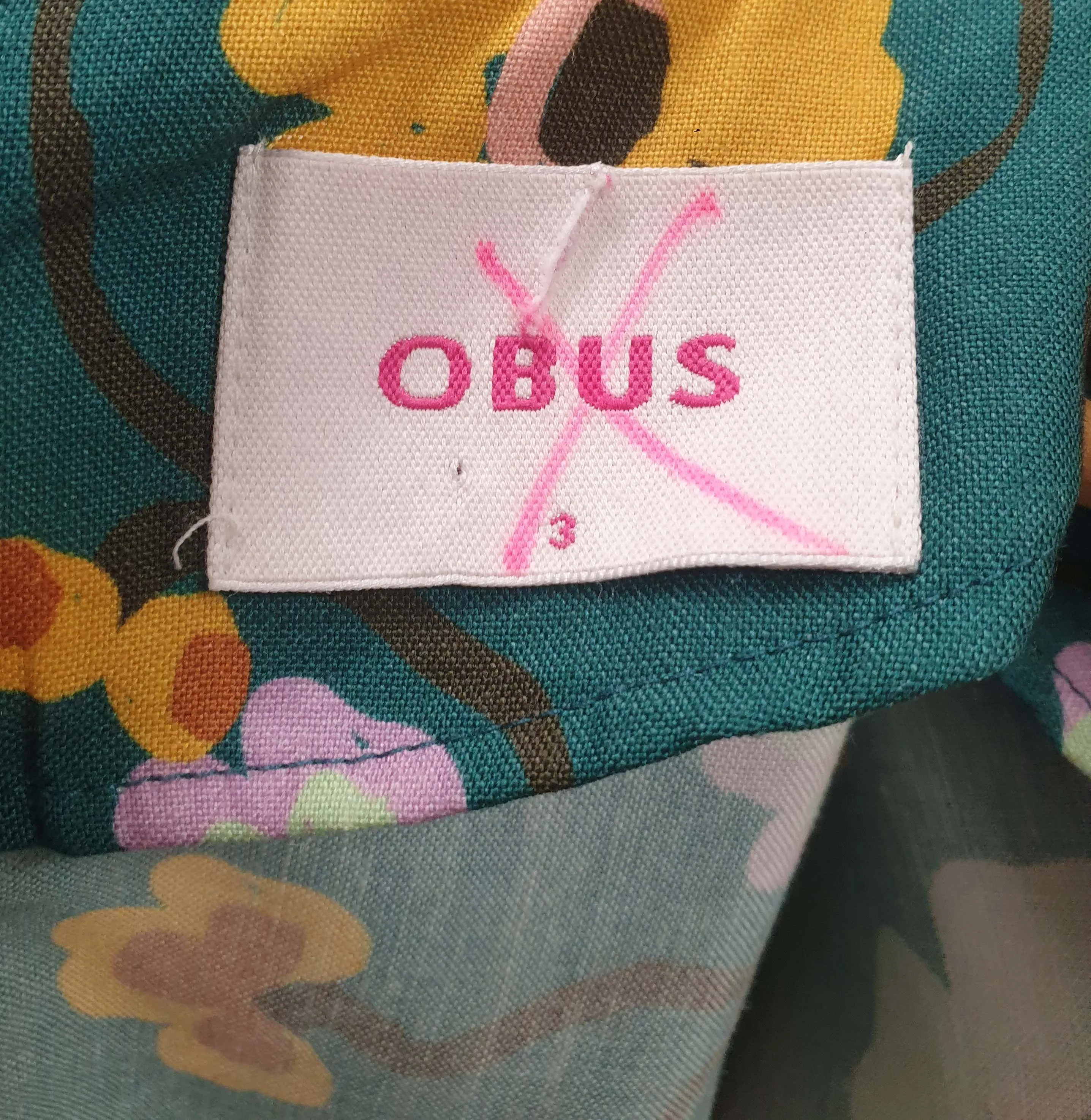Obus green floral print long sleeve dress size 3