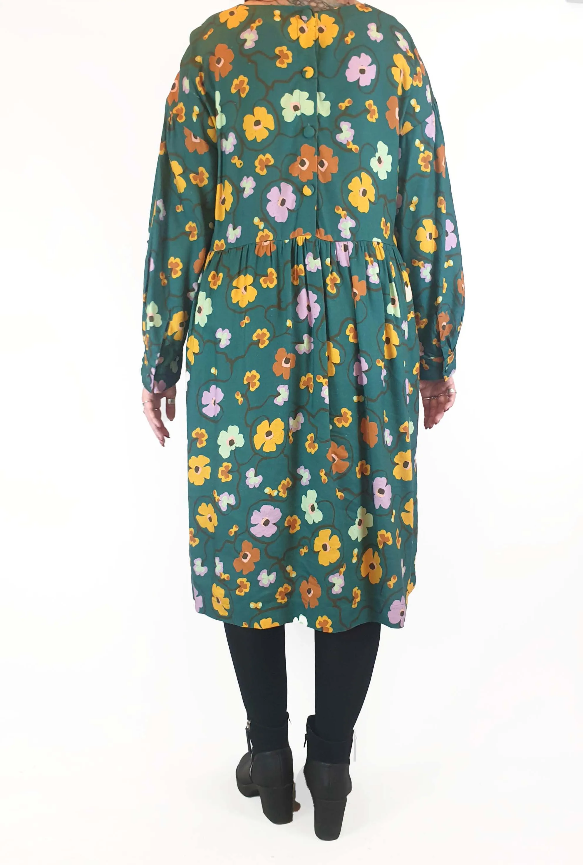 Obus green floral print long sleeve dress size 3
