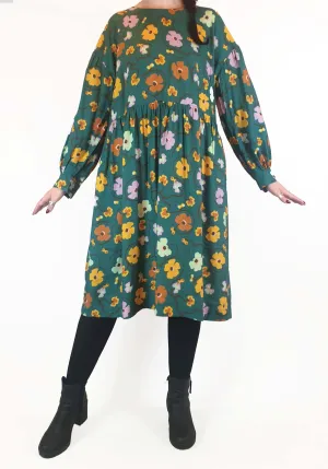 Obus green floral print long sleeve dress size 3