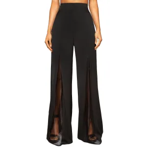 OMARI | Sheer Panel Wide Leg Pants
