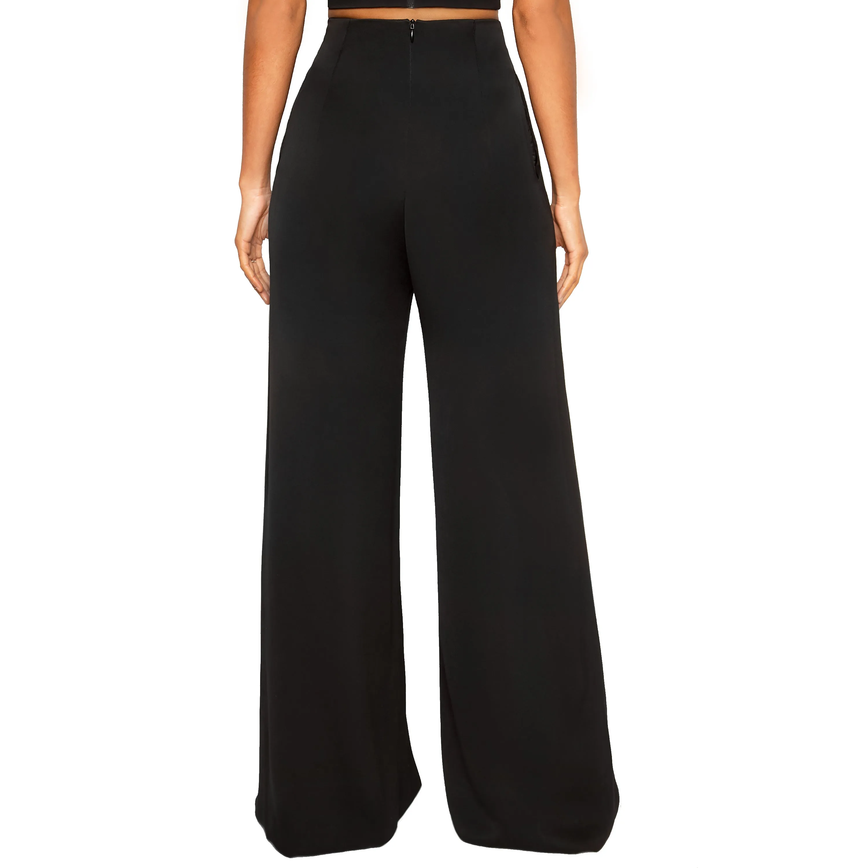 OMARI | Sheer Panel Wide Leg Pants