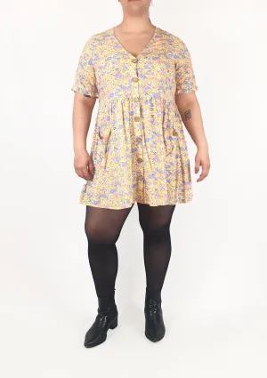 One Two Melbourne pre-owned babydoll style floral pastel print dress size ML (best fits size 14)