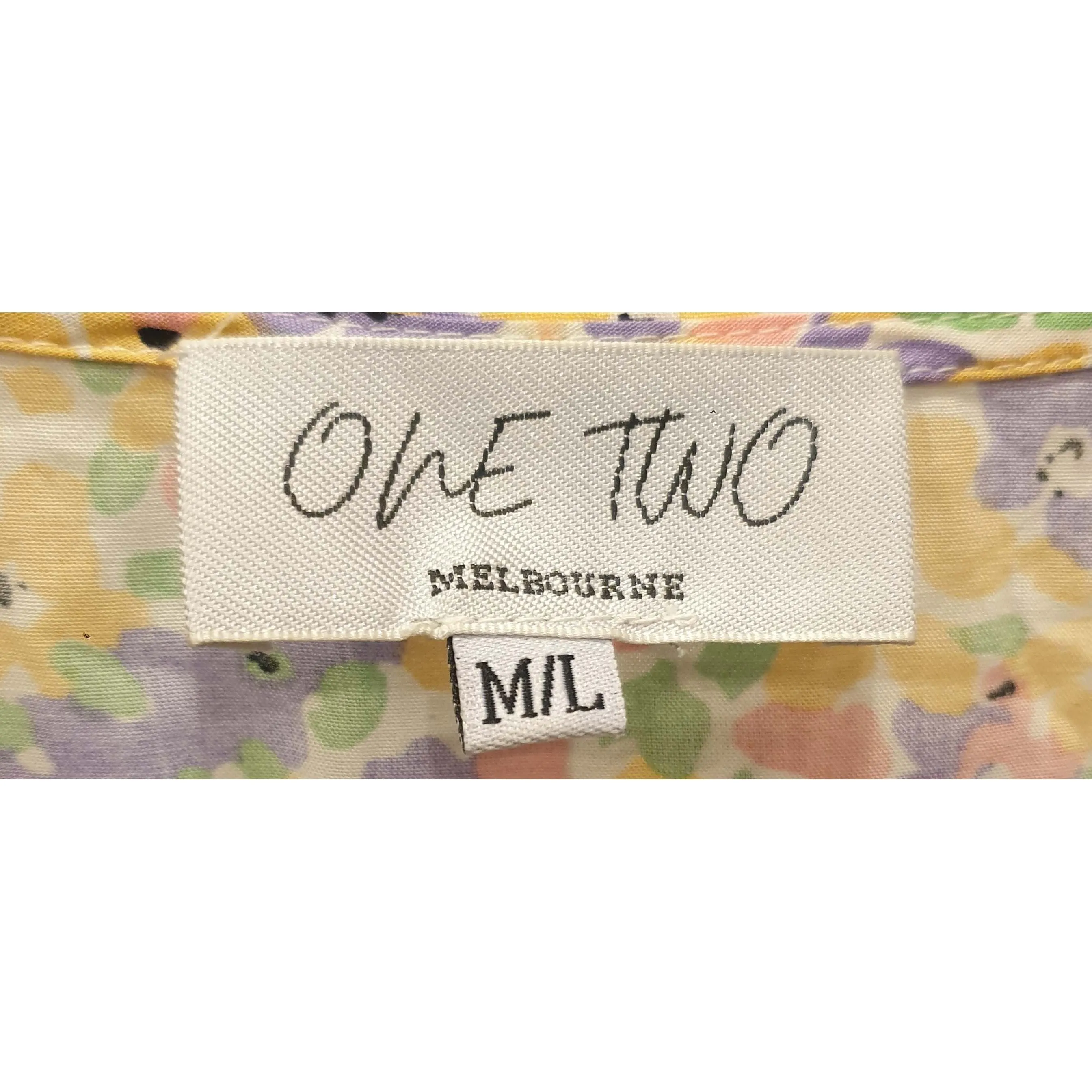 One Two Melbourne pre-owned babydoll style floral pastel print dress size ML (best fits size 14)