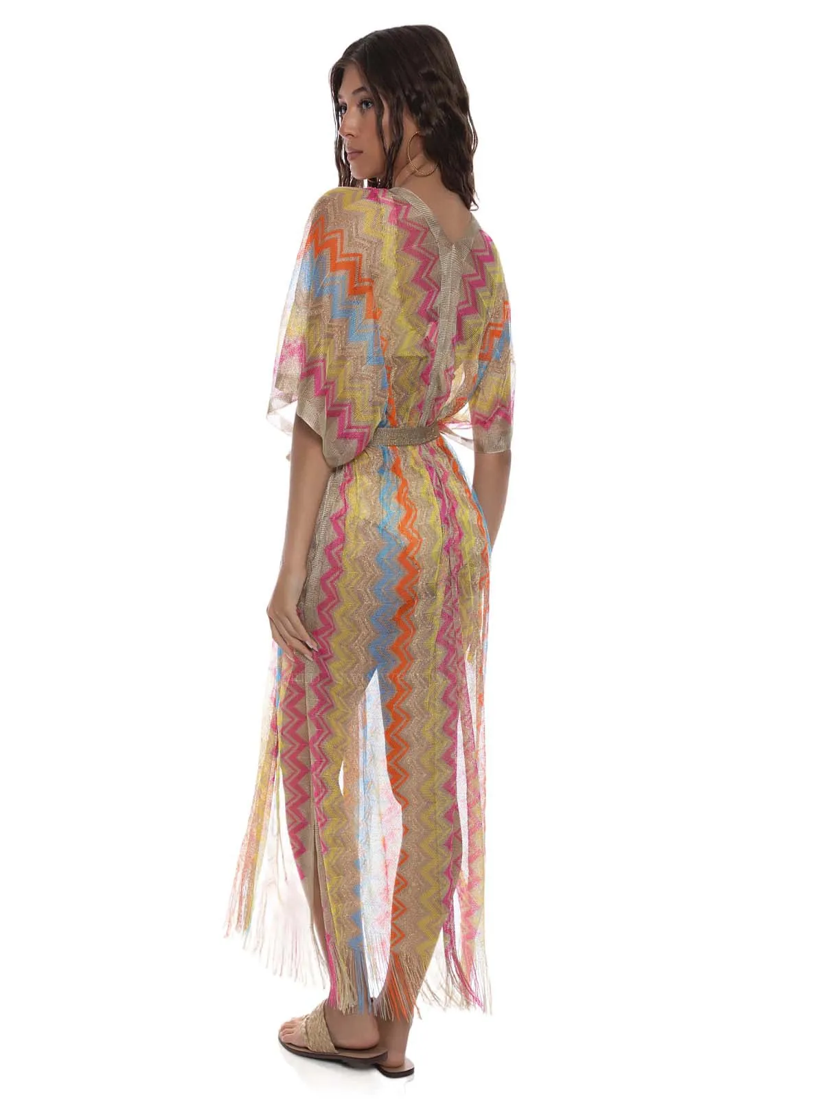 Open Front Tie Long Poncho
