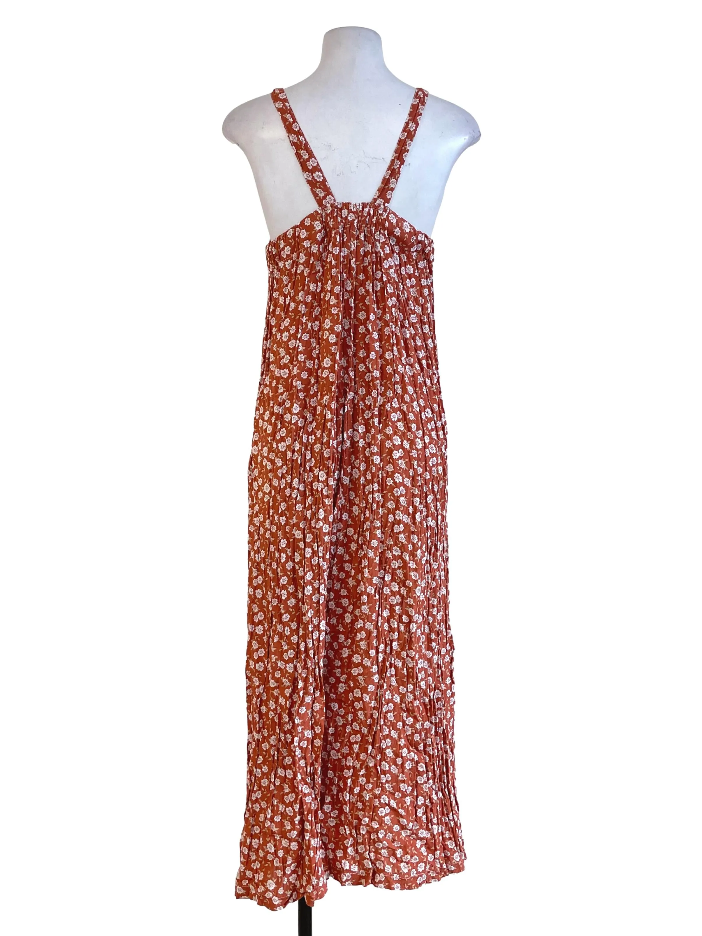 Orange Floral Sleeveless Jumpsuit