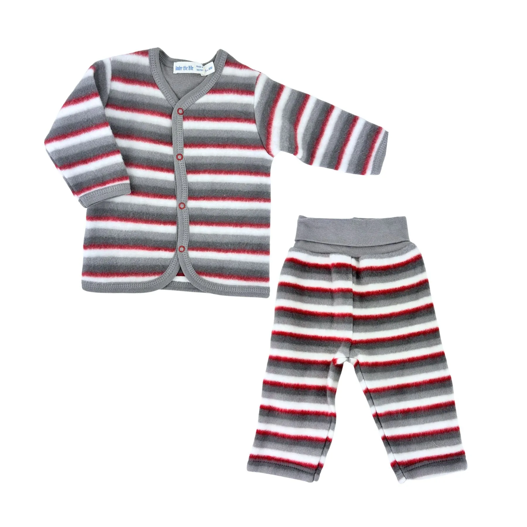 Organic Sherpa Cardigan   Pant Set, Panda Stripes