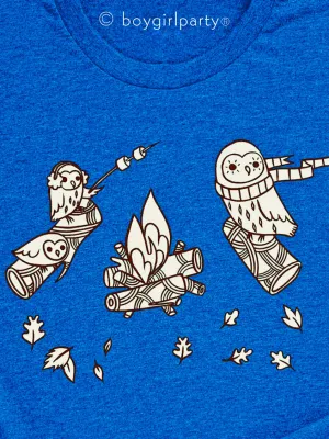 Owl Campfire Graphic Tee for Women / Girls -- Relaxed Fit